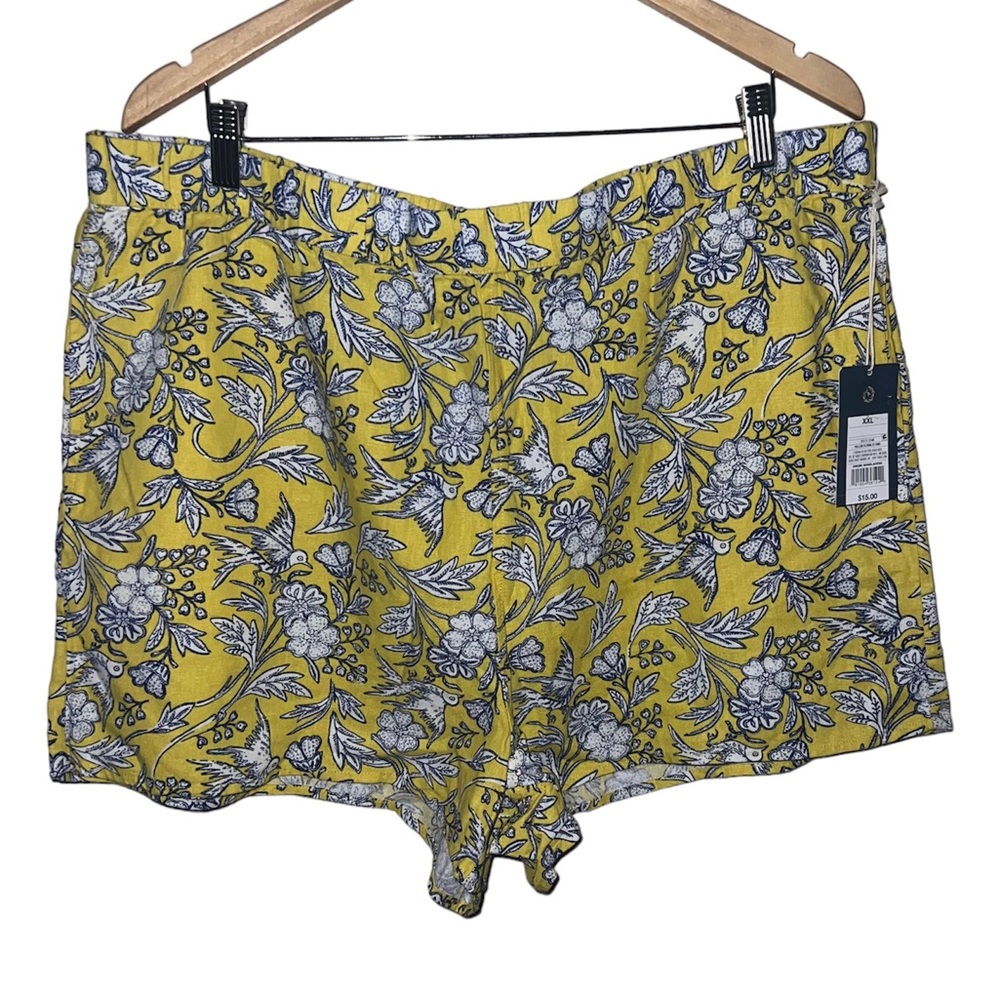Women's High-Rise Pull-On Shorts Universal Thread Yellow Floral Print Size XXL